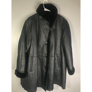 Sickafus Pat Garrett Kelvin Napa Black Shearling Sheepskin Button Coat Jacket 50